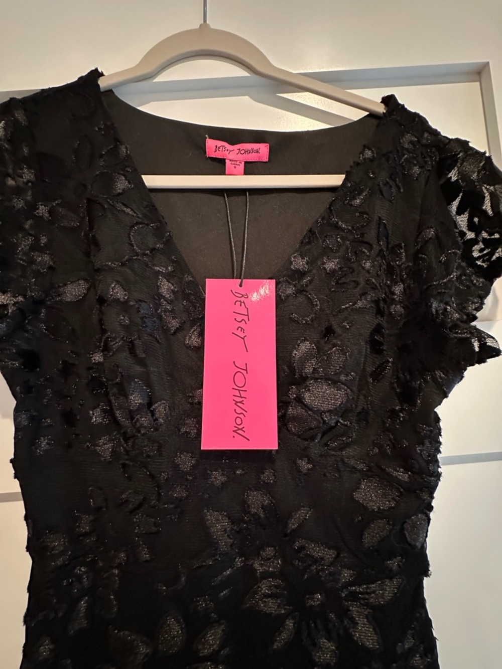 Betsey Johnson Black Floral Lace High-Low Dress - Picture 3 of 3